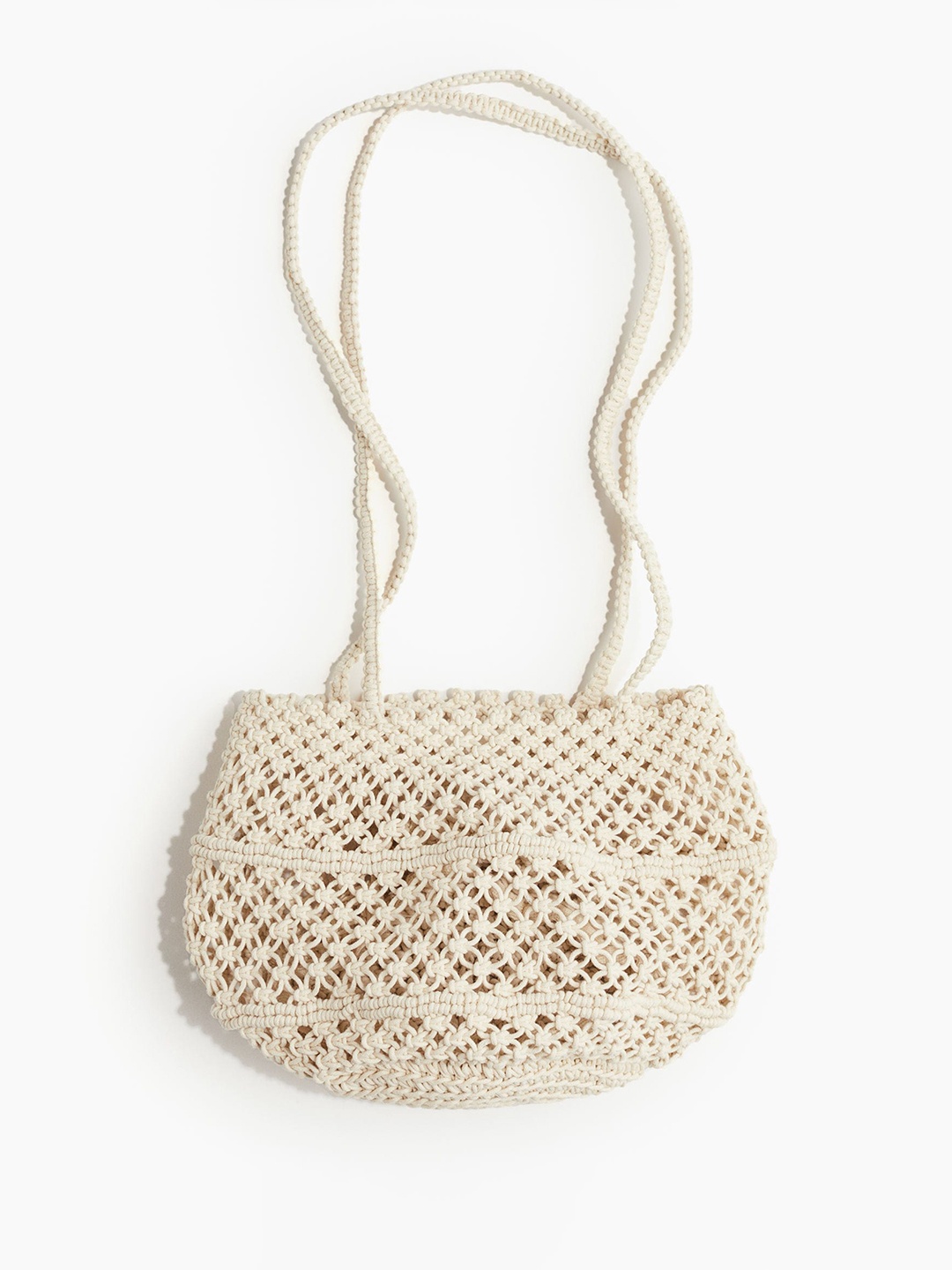 

H&M Pure Cotton Macrame Shoulder Bag, White