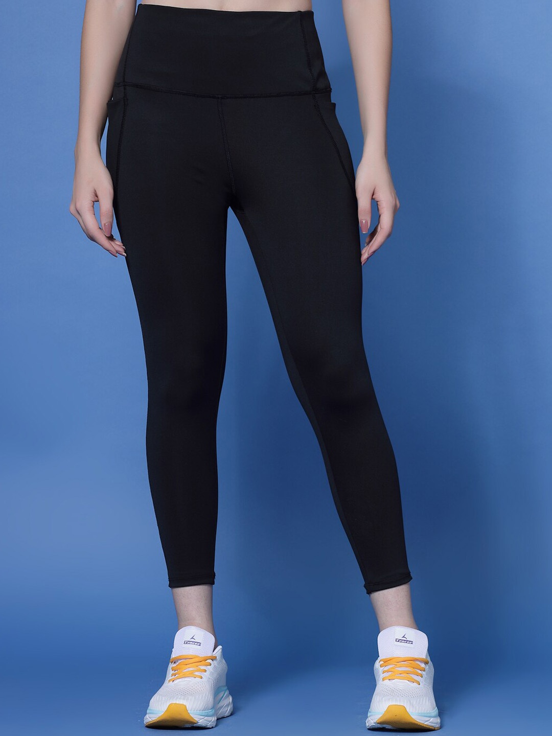 

Clora Creation High-Rise Rapid Dry Slim-Fit Ankle Length Gym Tights, Black