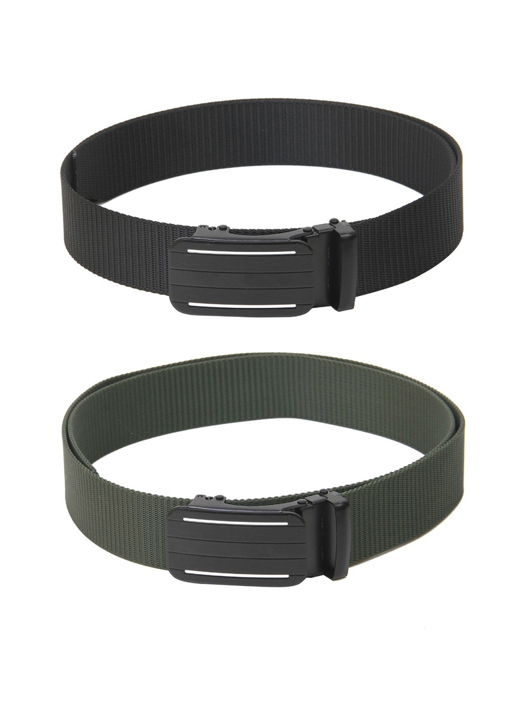 

Calvadoss Men Set Of 2 Textured Canvas Belts, Black