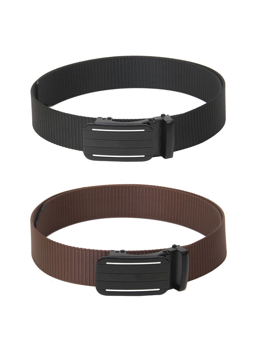 

Calvadoss Men Set Of 2 Textured Belts, Black