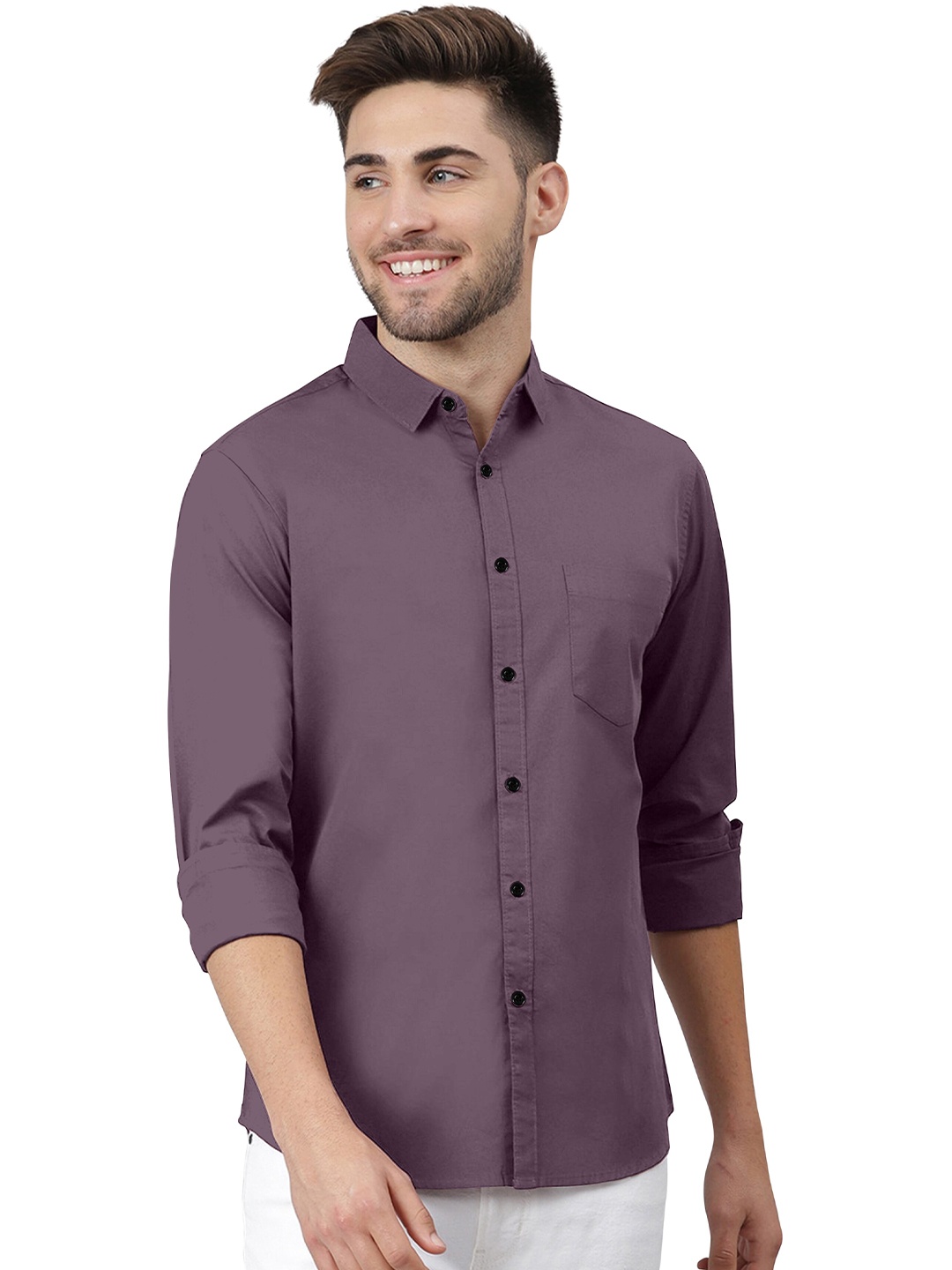 

KHUSHI CREATION Original Spread Collar Cotton Casual Shirt, Lavender