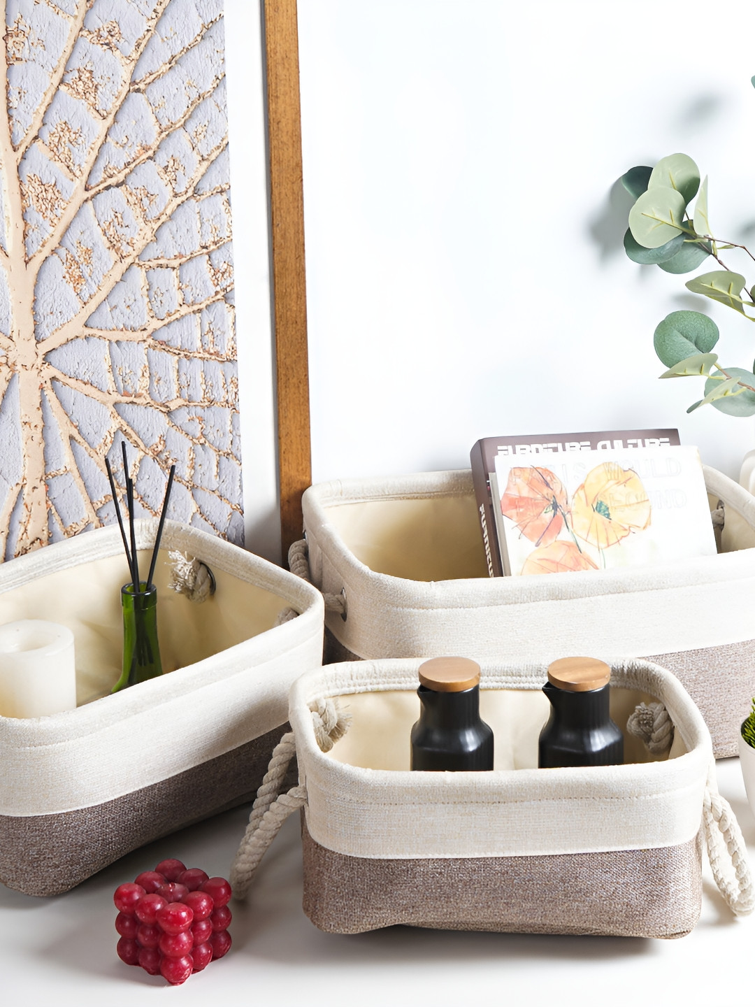 

THE ARTMENT Grey & White 3 Pieces Multi-Utility Organisers