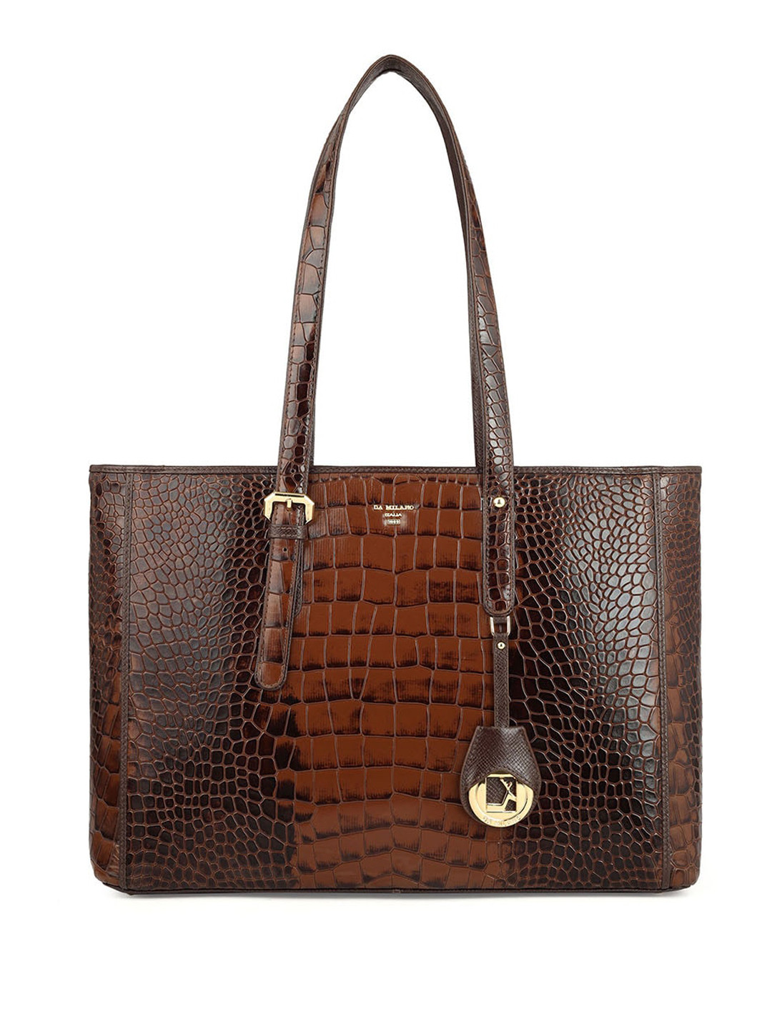 

Da Milano Textured Leather Structured Tote Bag, Brown
