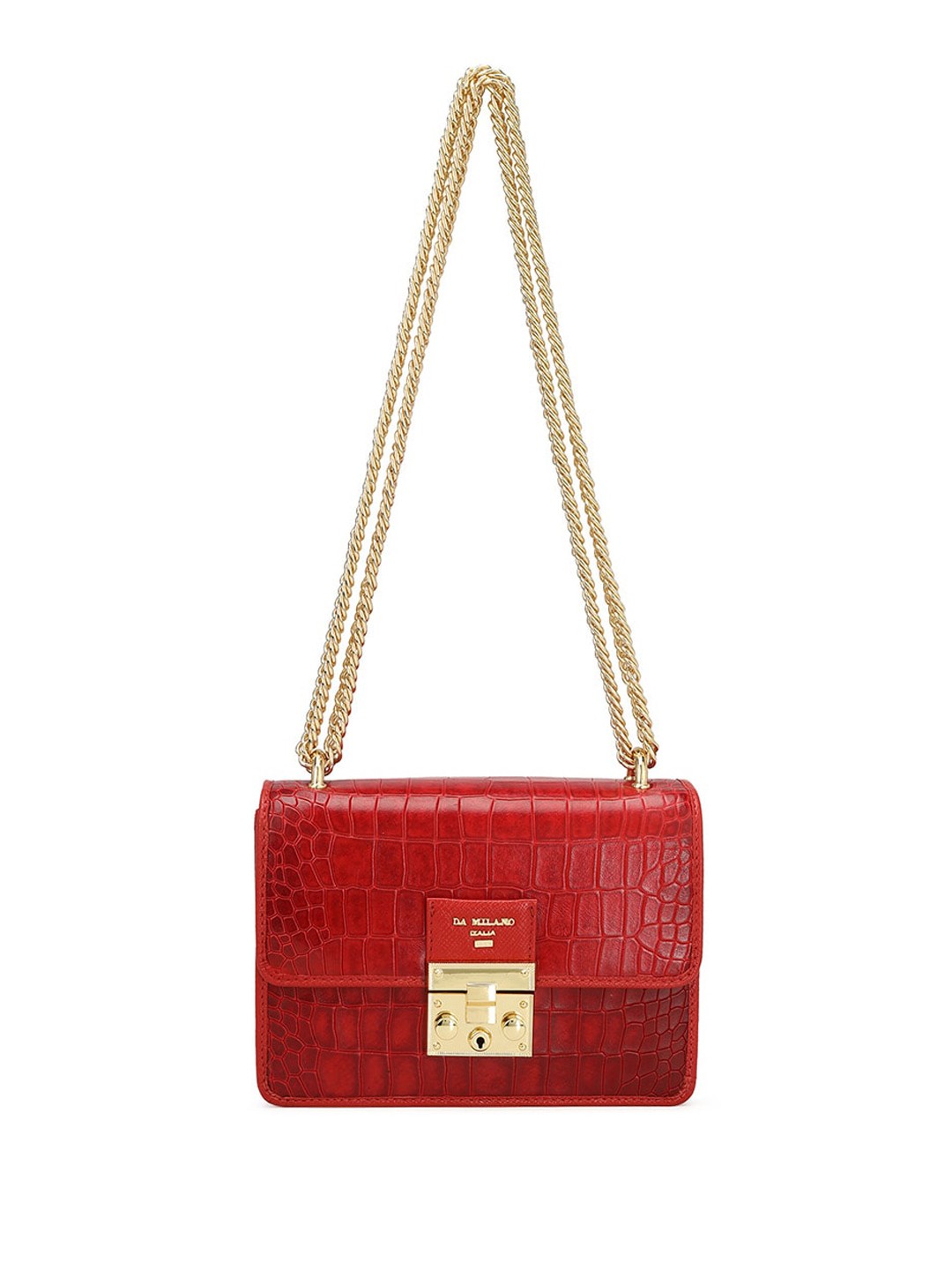 

Da Milano Animal Textured Structured Leather Sling Bag, Red