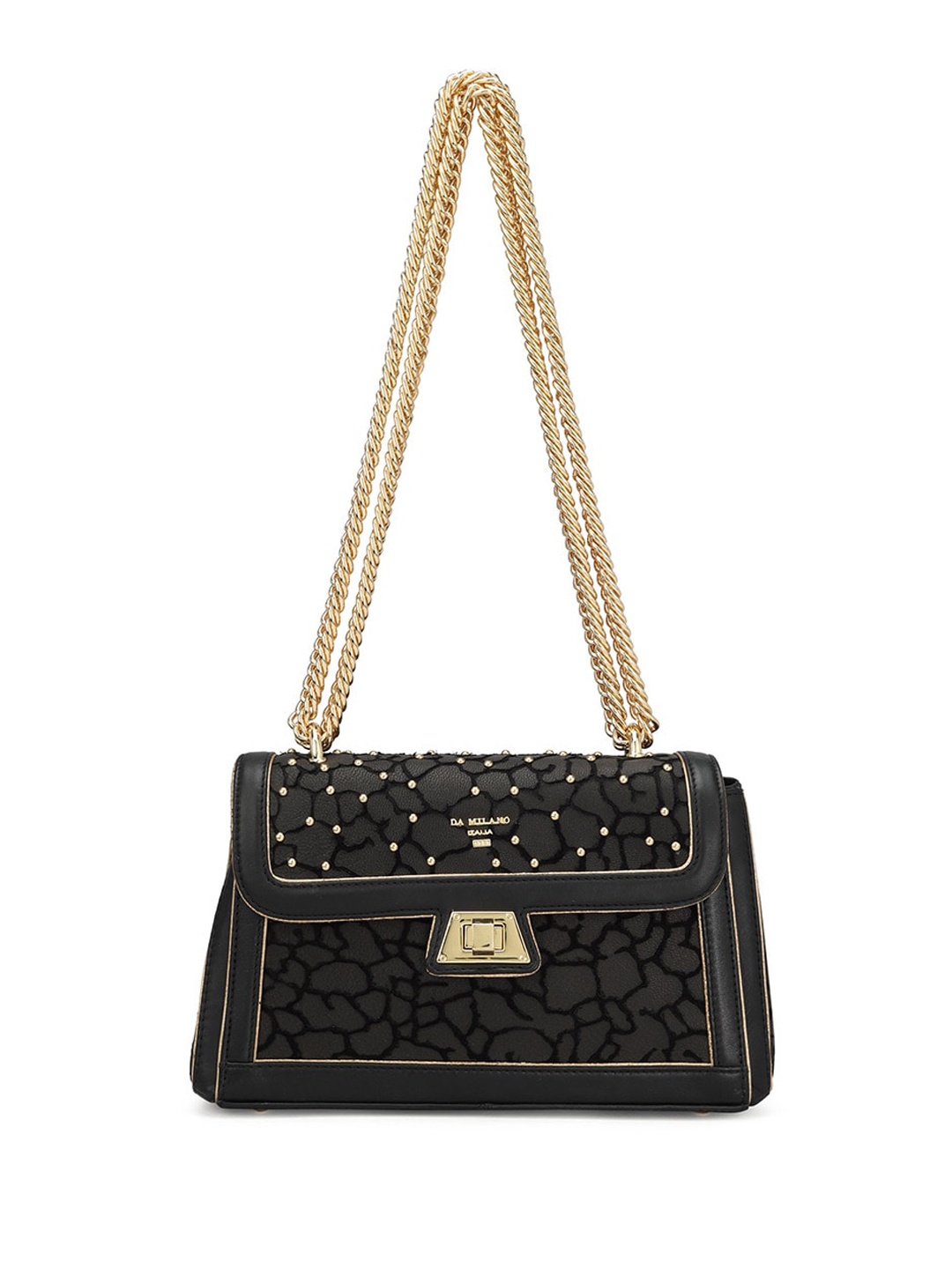 

Da Milano Textured Leather Shoulder Bag, Black
