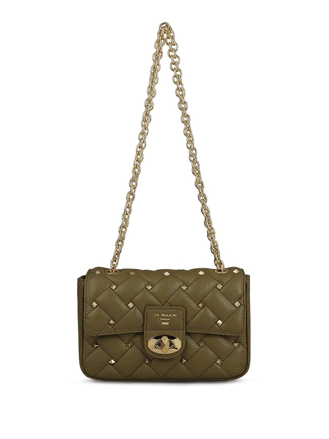 

Da Milano Embellished Leather Structured Sling Bag, Green