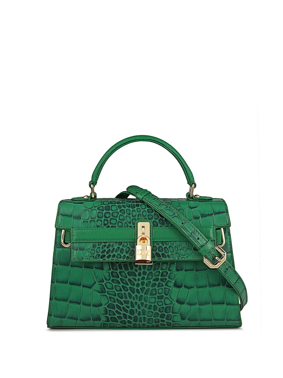 

Da Milano Textured Leather Satchel Bag, Green