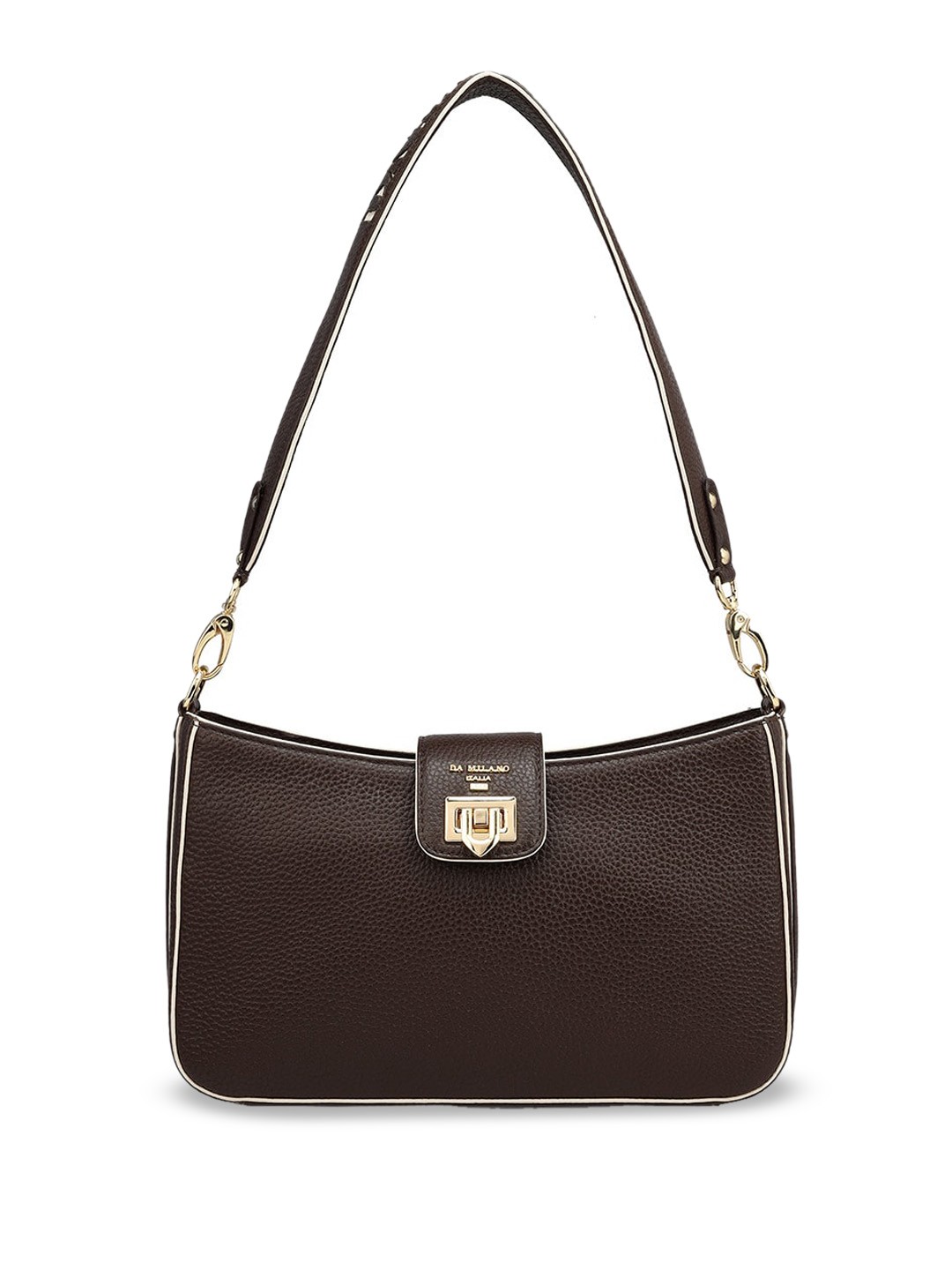 

Da Milano Textured Leather Baguette Bag, Brown