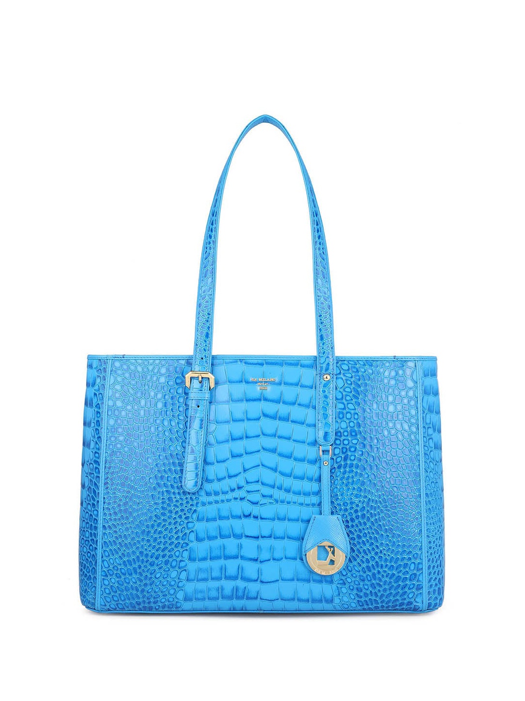 

Da Milano Animal Textured Leather Structured Shoulder Bag, Blue
