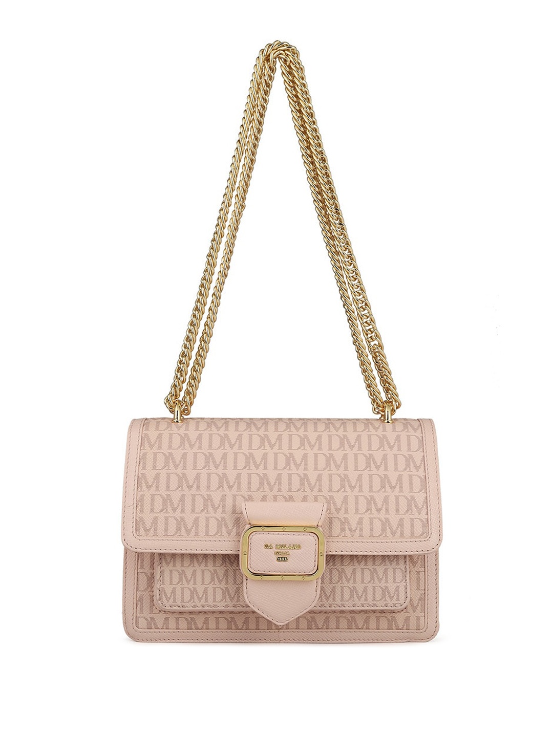 

Da Milano Textured Leather Structured Sling Bag, Pink