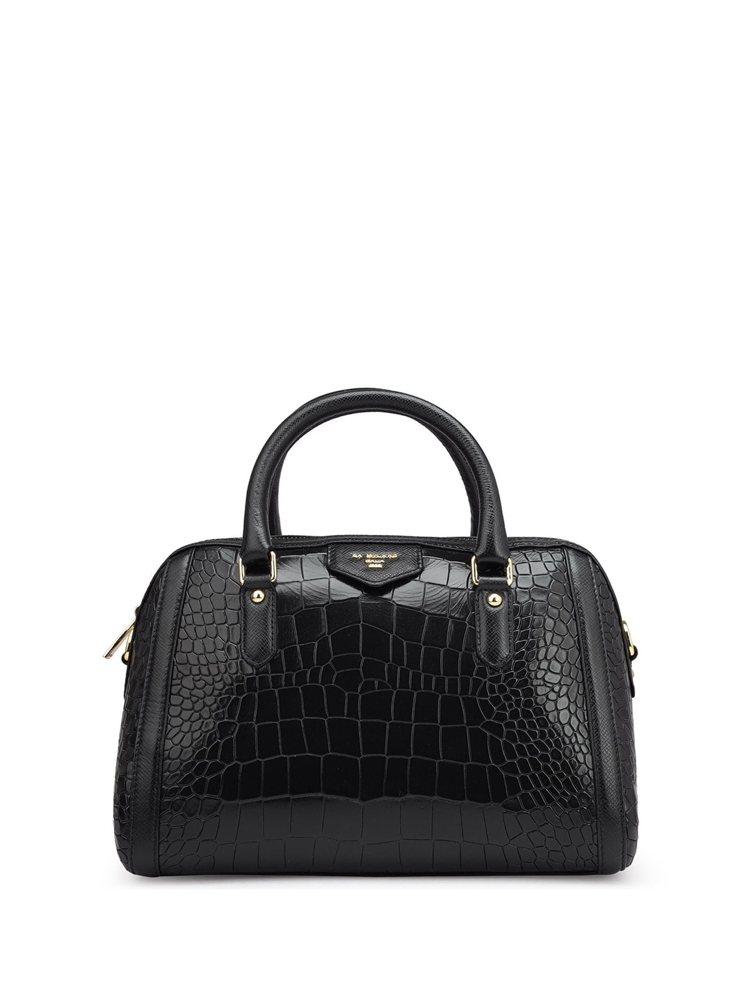 

Da Milano Animal Textured Structured Leather Handheld Bag, Black