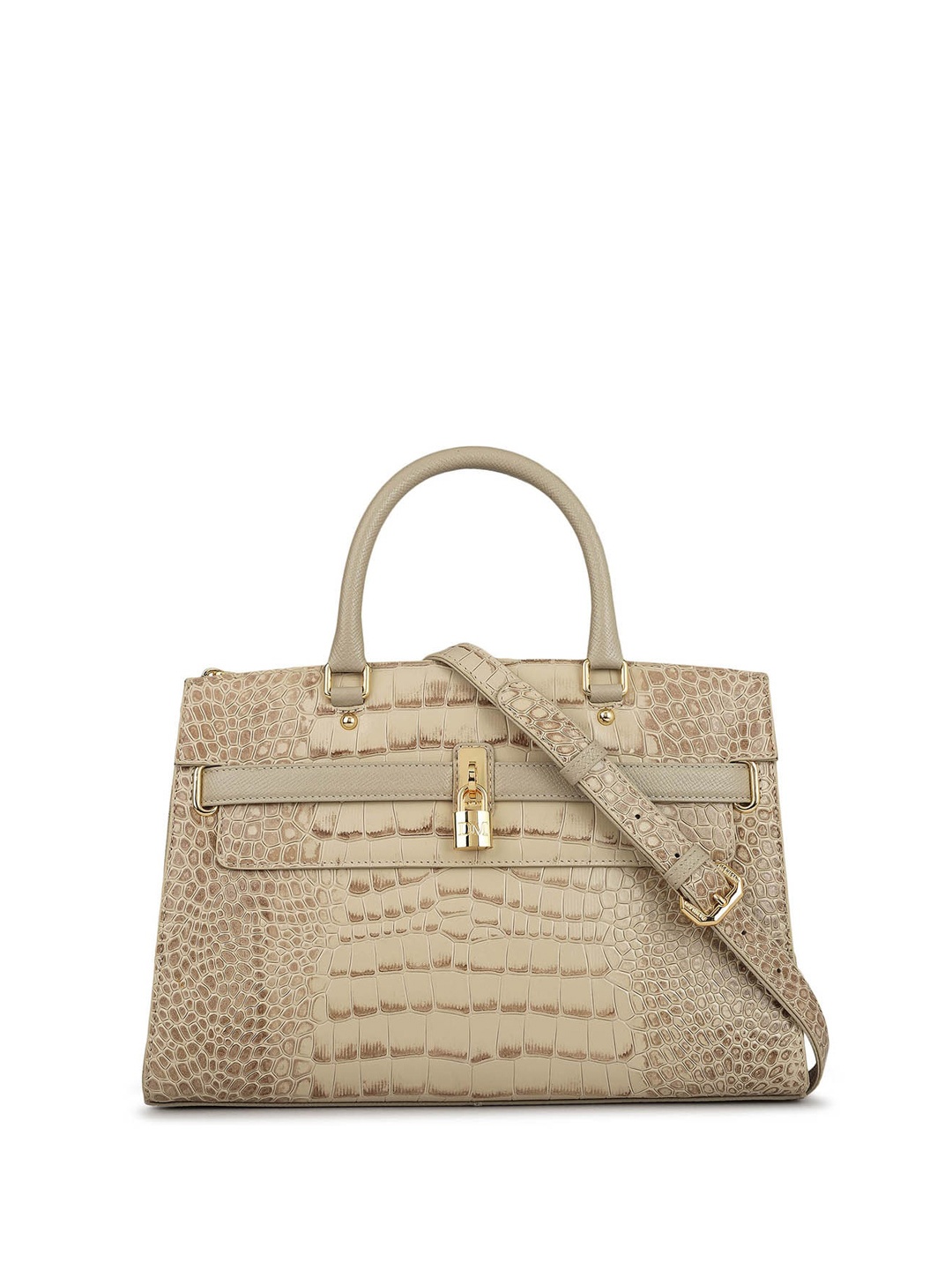 

Da Milano Animal Textured Structured Leather Handheld Bag, Beige