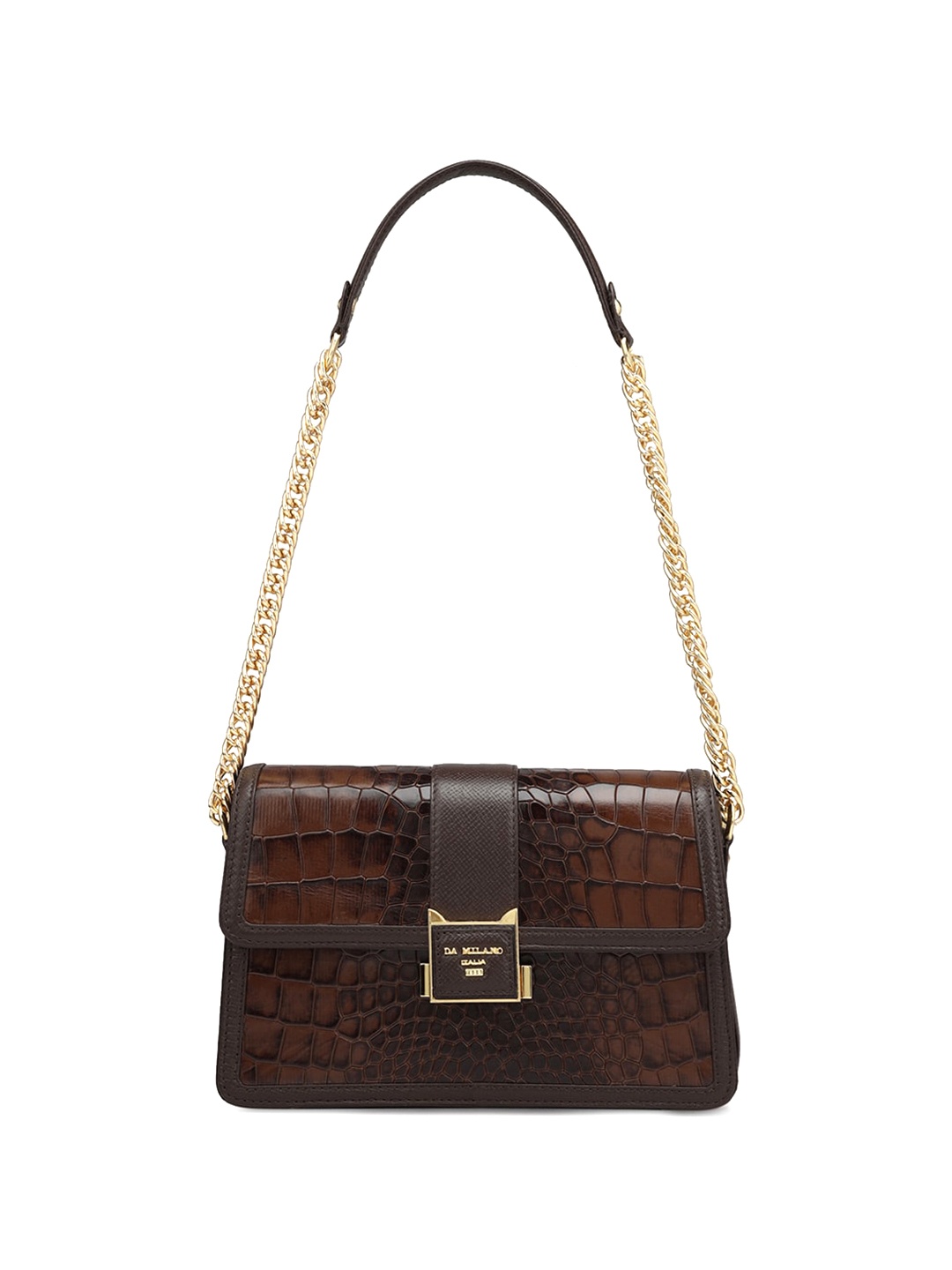 

Da Milano Animal Textured Structured Leather Sling Bag, Brown