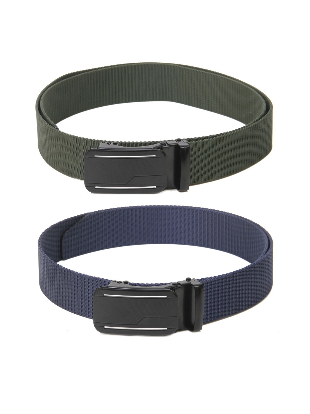 

Calvadoss Men Set Of 2 Textured Belts, Green