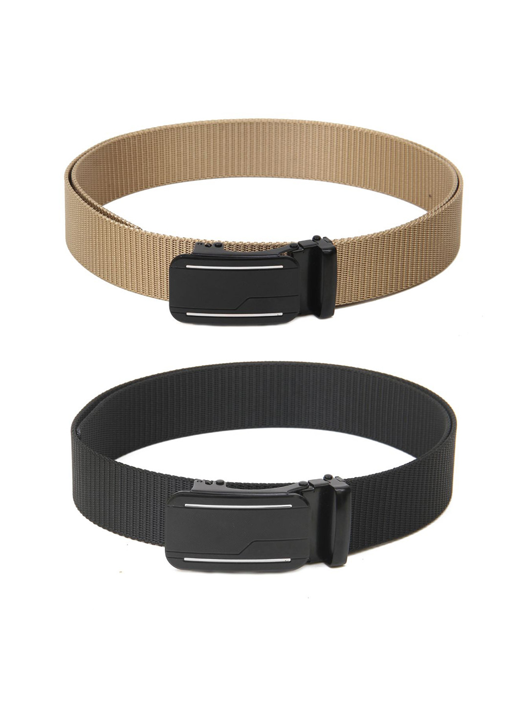 

Calvadoss Men Set Of 2 Textured Canvas Belts, Beige
