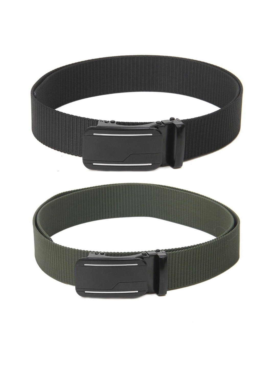

Calvadoss Men Set Of 2 Textured Canvas Belt, Black