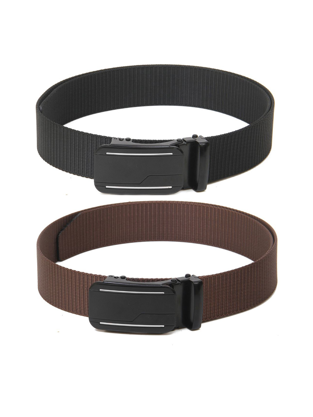 

Calvadoss Men Set Of 2 Textured Canvas Belt, Black