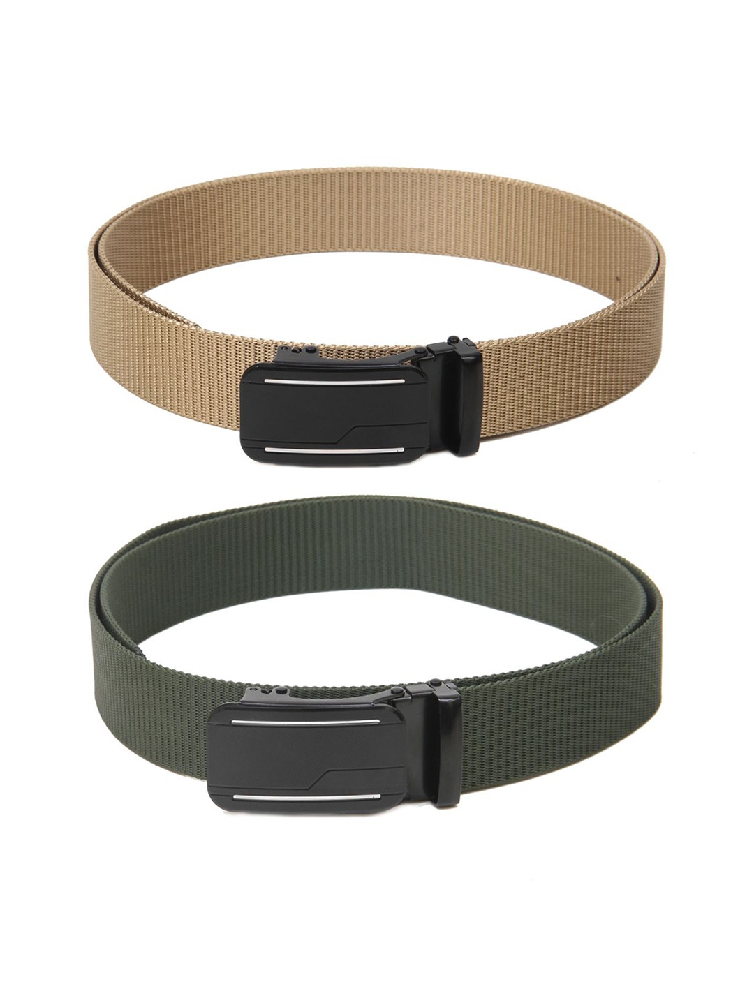 

Calvadoss Men Set Of 2 Textured Belts, Beige