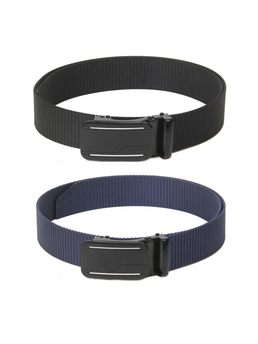 

Calvadoss Men Set Of 2 Textured Belt, Black