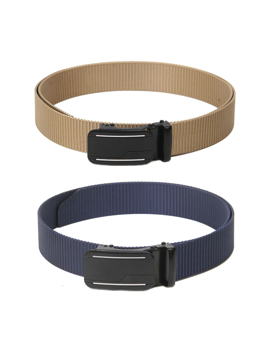 

Calvadoss Men Set Of 2 Textured Belts, Beige