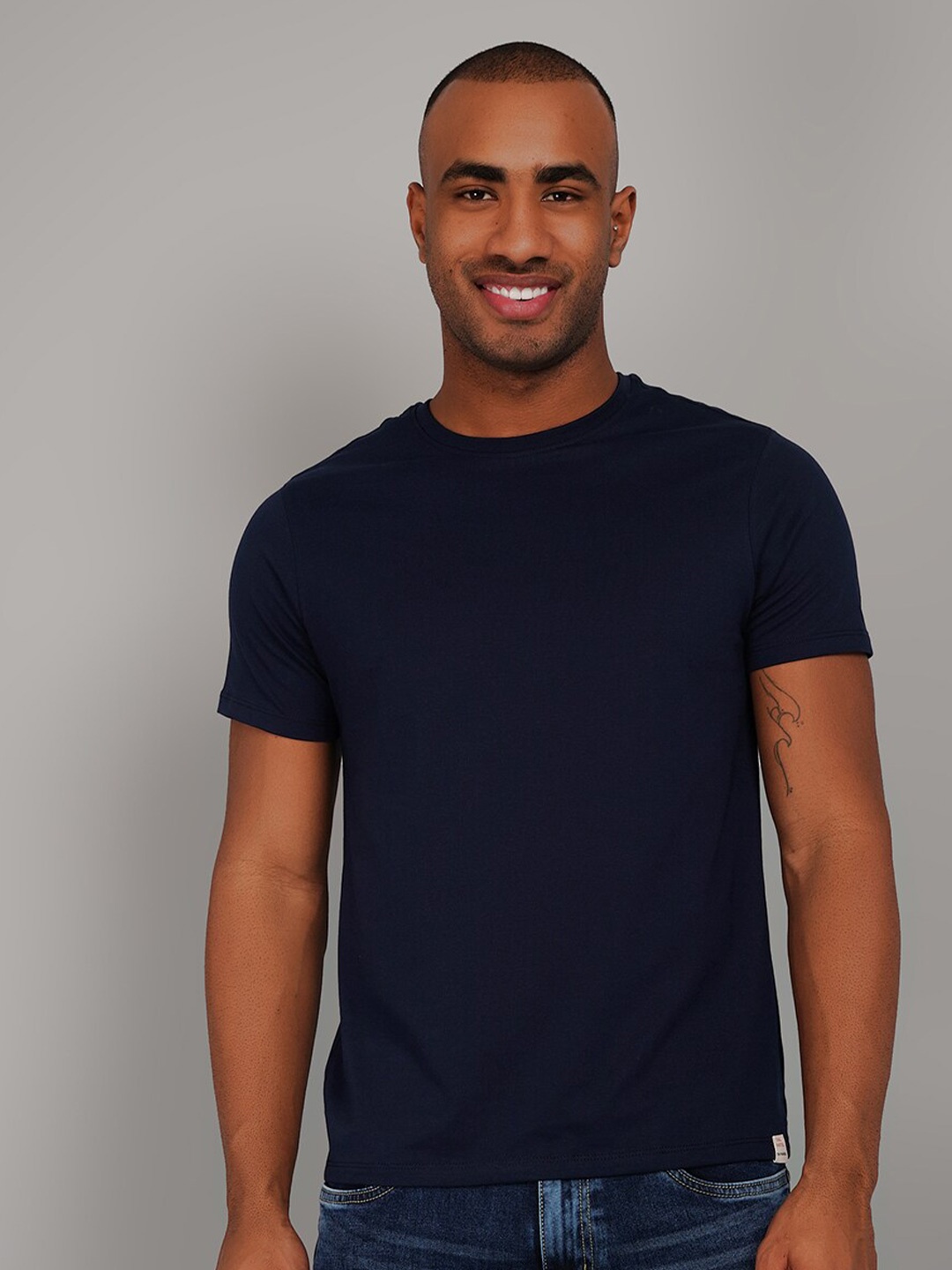 

TIM PARIS Cotton Regular Fit T-shirt, Blue