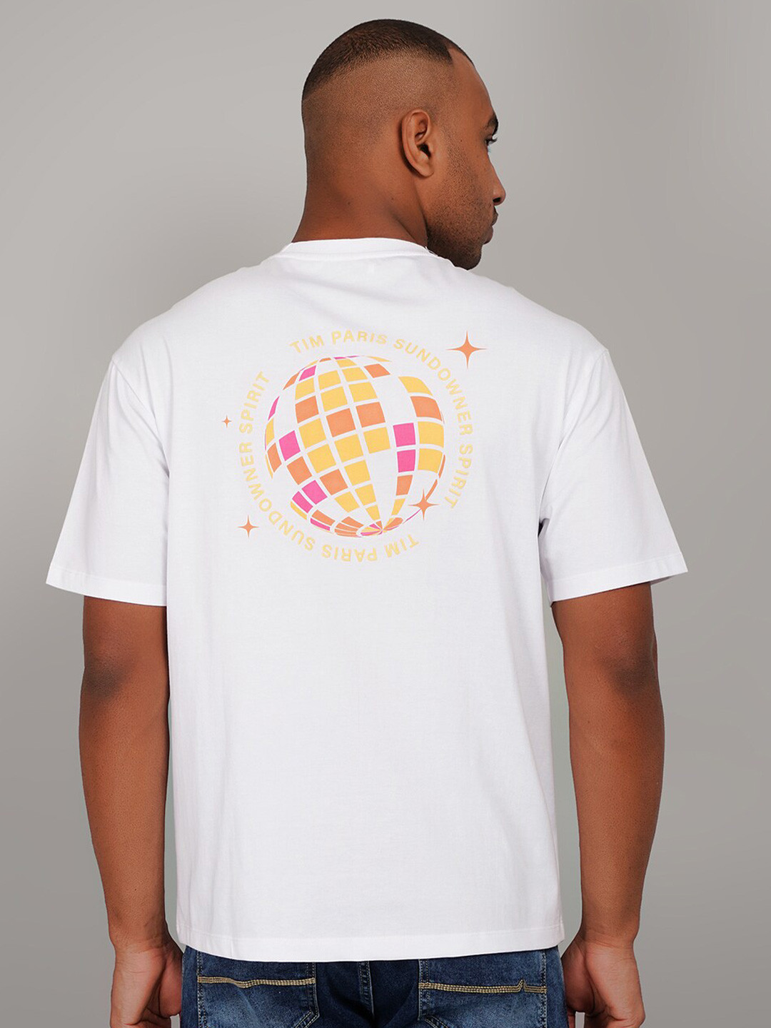 

TIM PARIS Typography Printed Cotton Regular Fit T-shirt, White