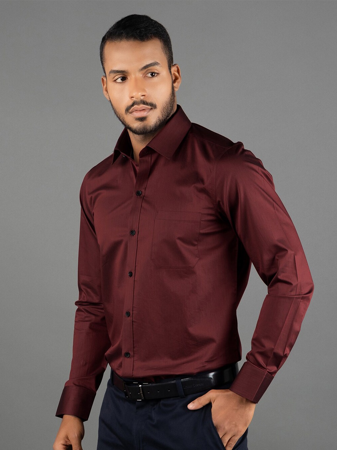 

LOUIS STITCH Comfort Opaque Cotton Formal Shirt, Red