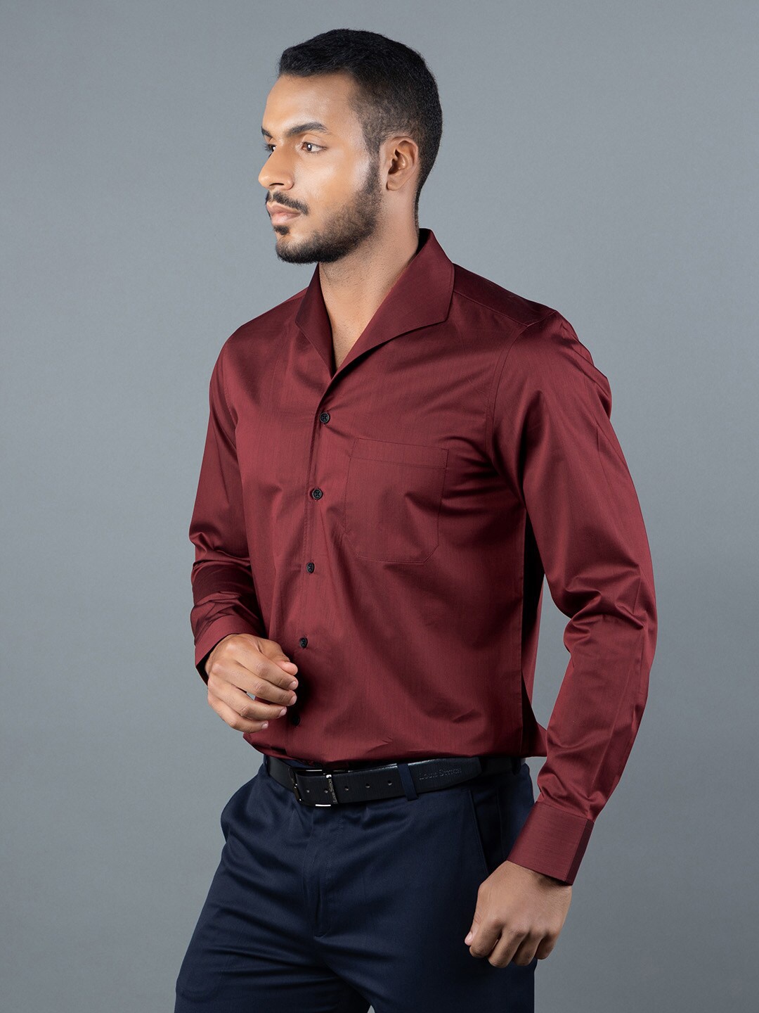 LOUIS STITCH Comfort Opaque Cotton Formal Shirt, Red