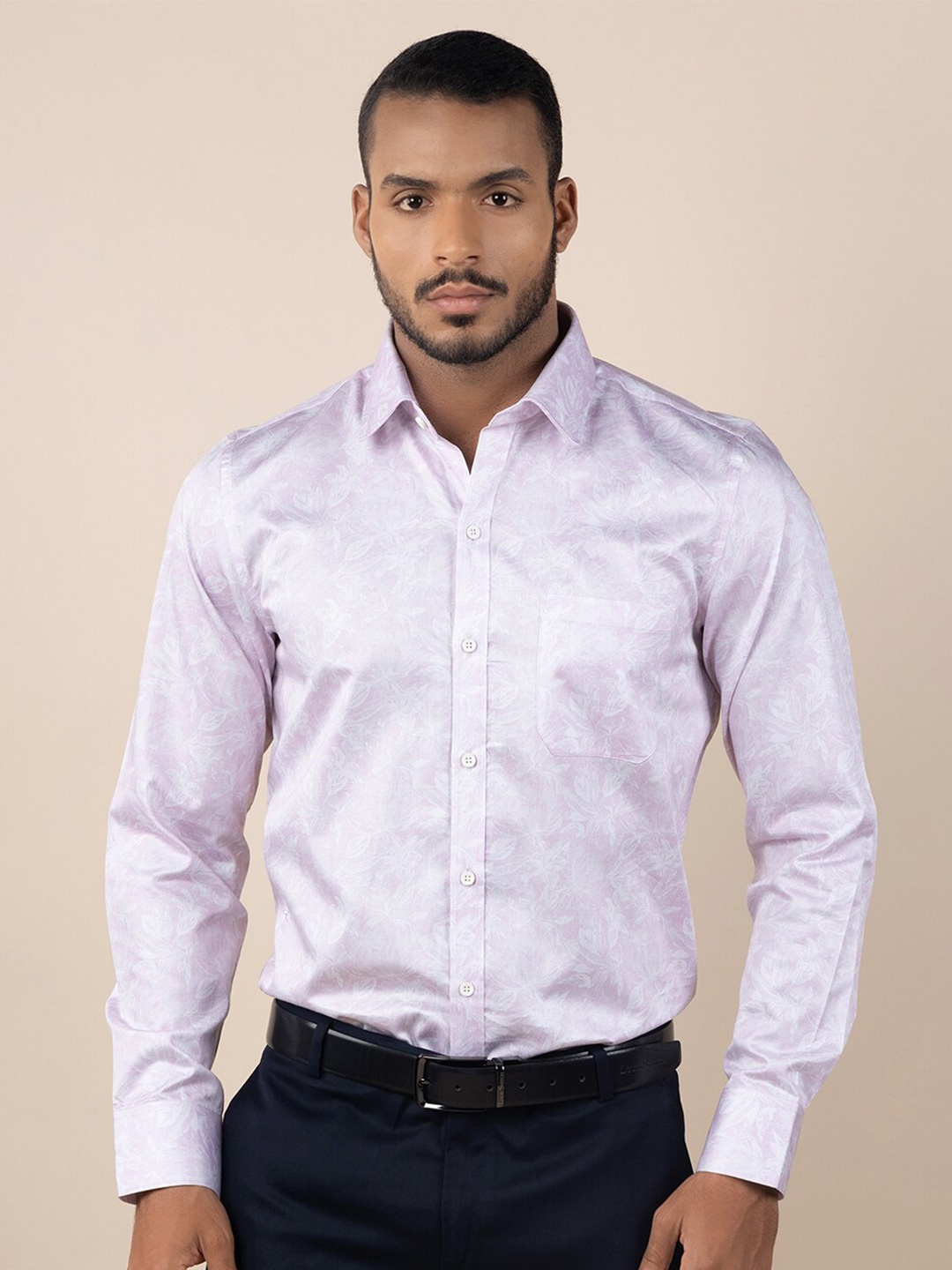 LOUIS STITCH Comfort Opaque Pure Cotton Formal Shirt, Pink
