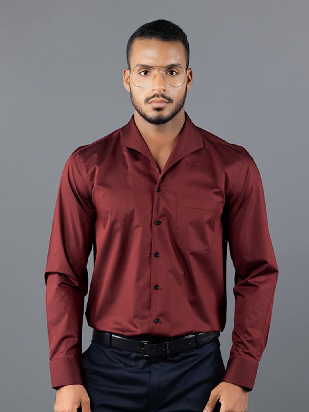 

LOUIS STITCH Comfort Opaque Cotton Formal Shirt, Red