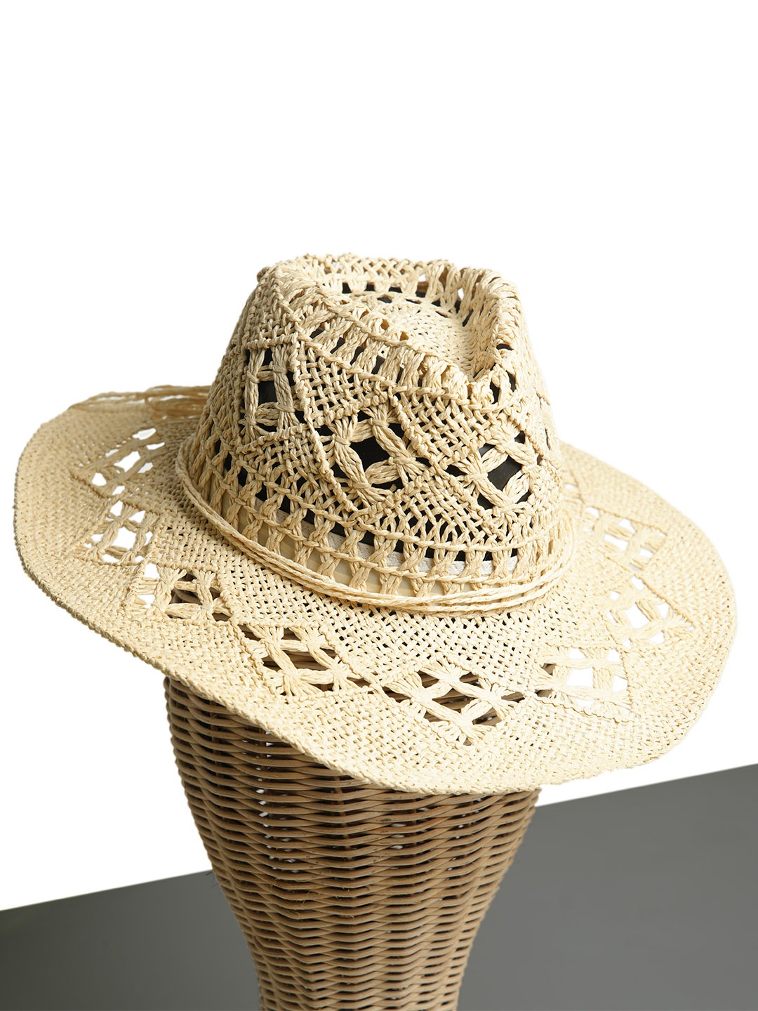 

CHOKORE Men Self Design Cowboy Hat, Beige