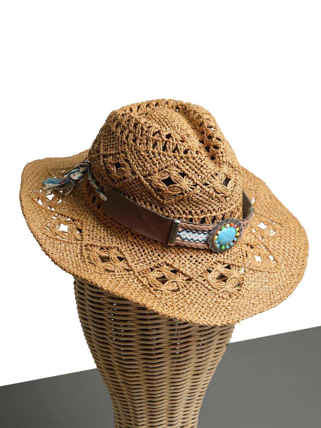 

CHOKORE Men Cowboy Hat with Tibetan Belt, Khaki