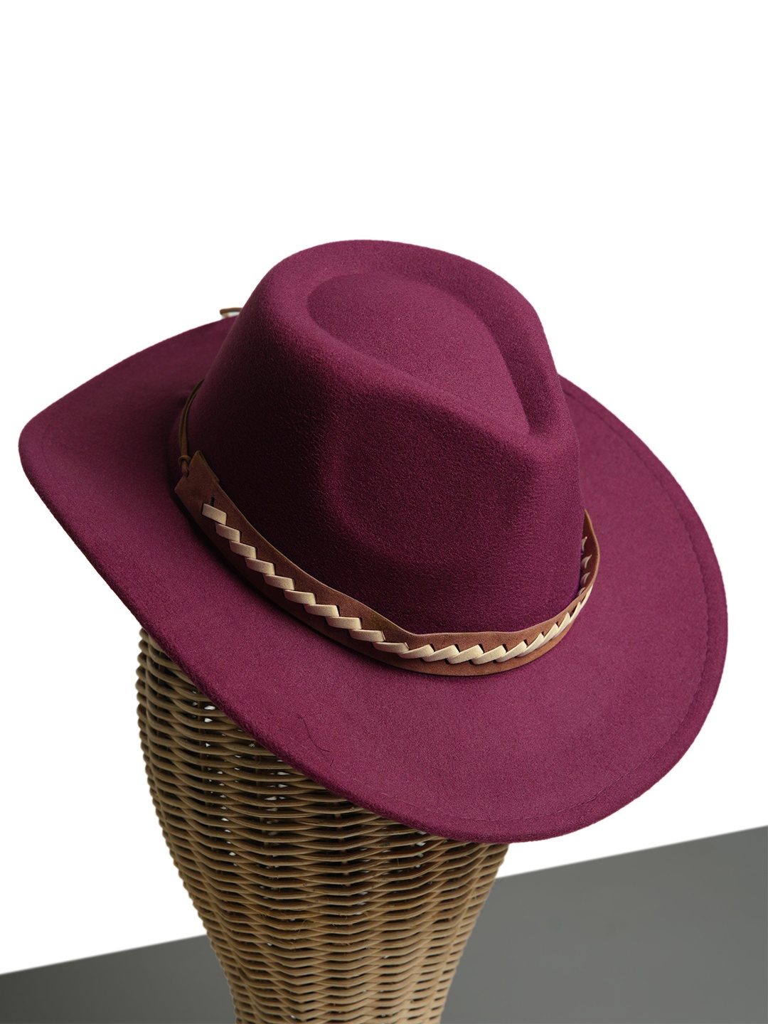 

CHOKORE Men Sun Hat with Braided Belt, Burgundy