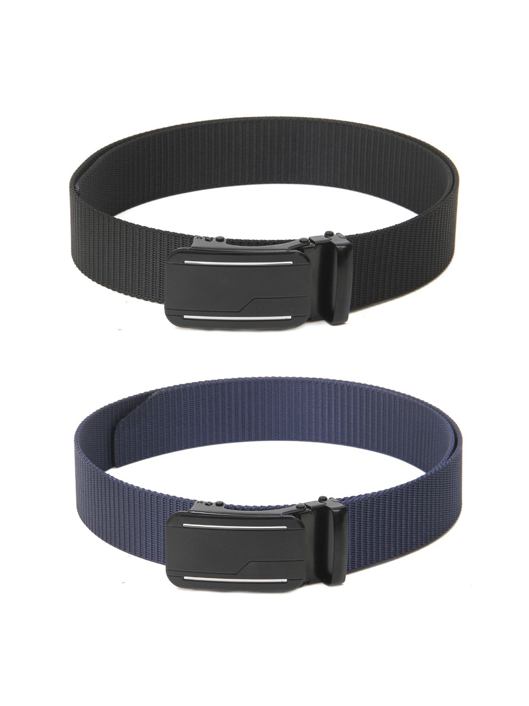 

Calvadoss Women Set Of 2 Textured Belts, Black