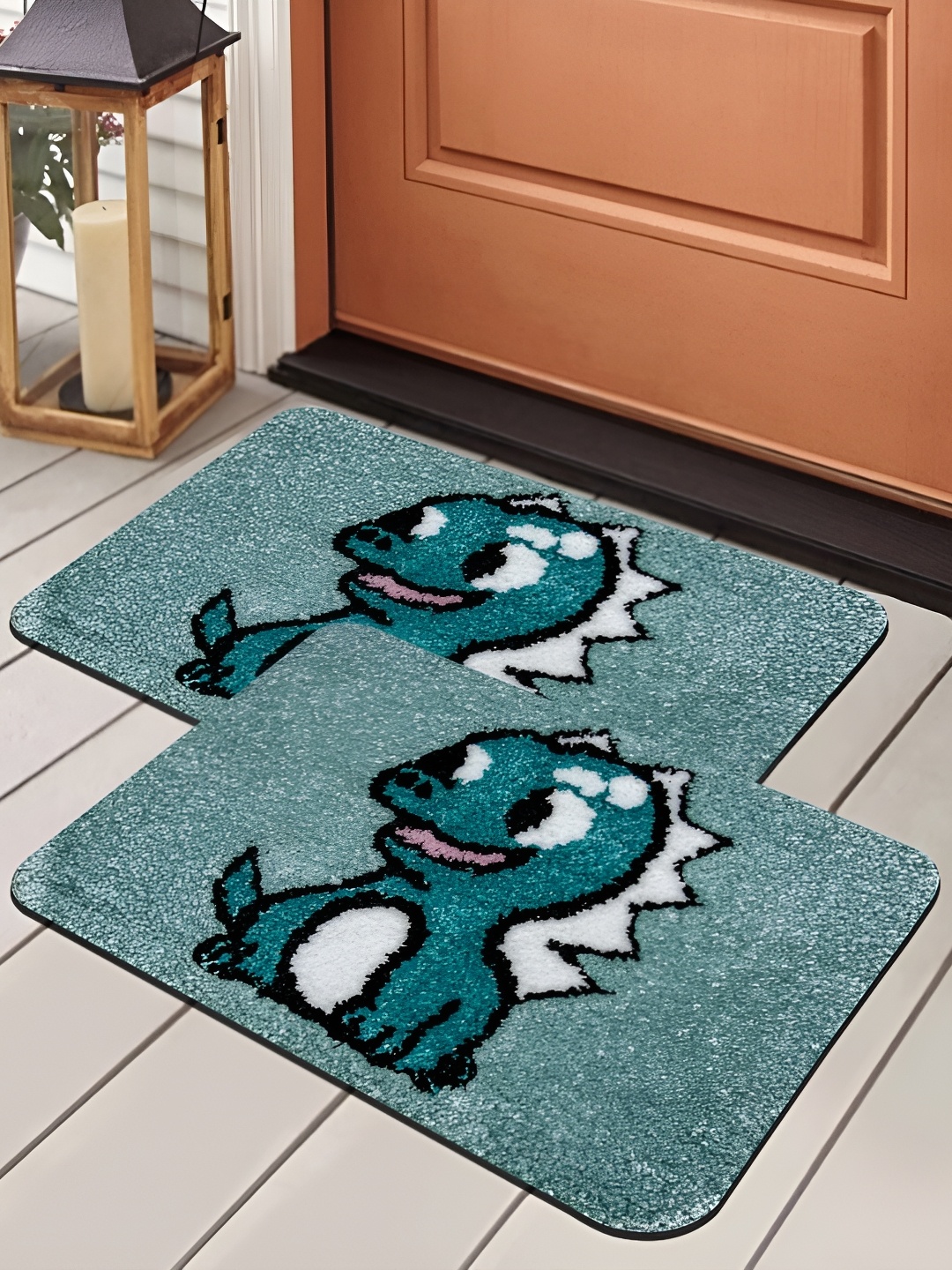 

Aura Blue & Green 2 Pieces Printed 2500 GSM Microfiber Anti-Skid Doormats