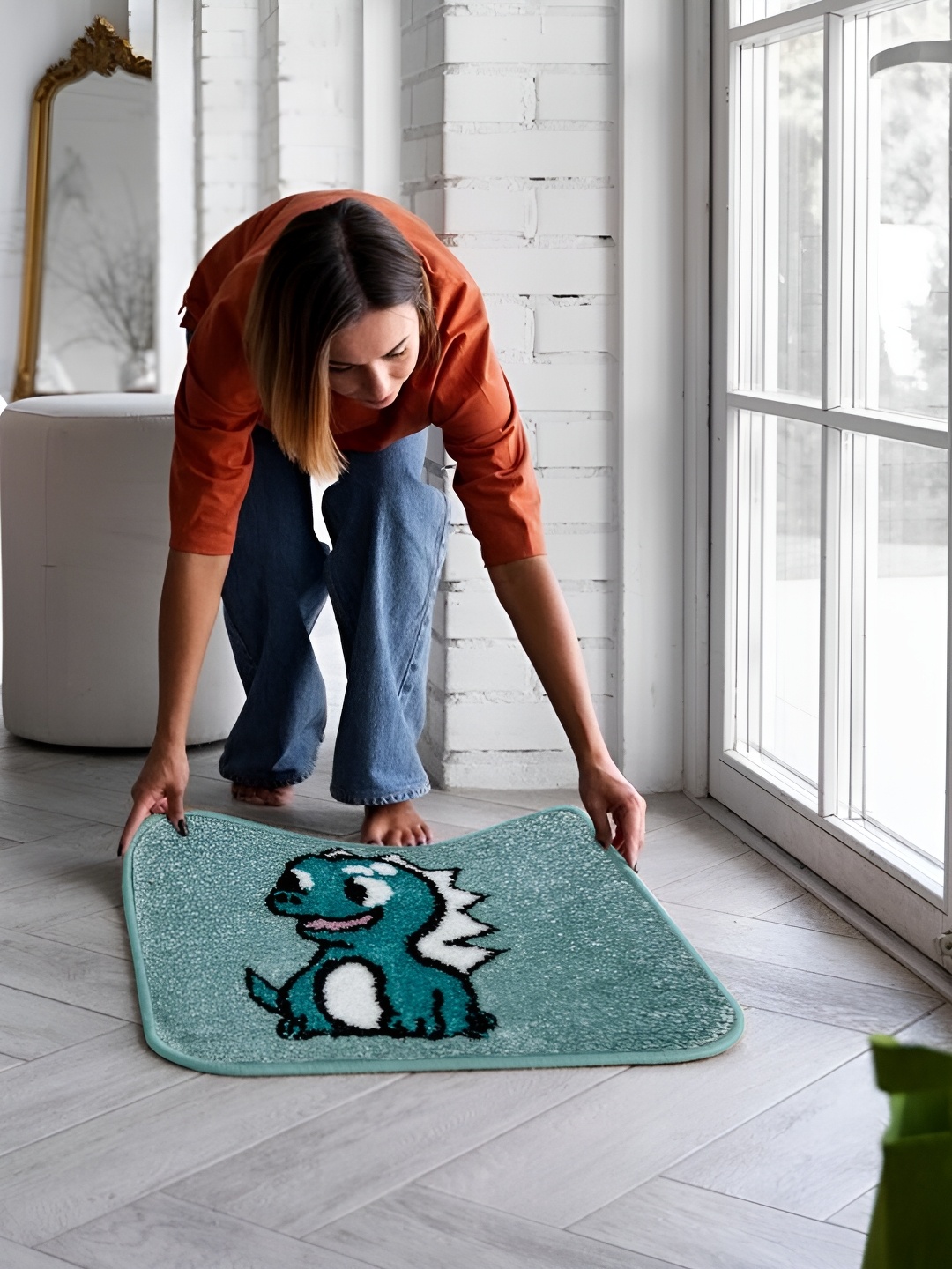 

Aura Blue & Green Printed 2500 GSM Microfiber Anti-Skid Doormat