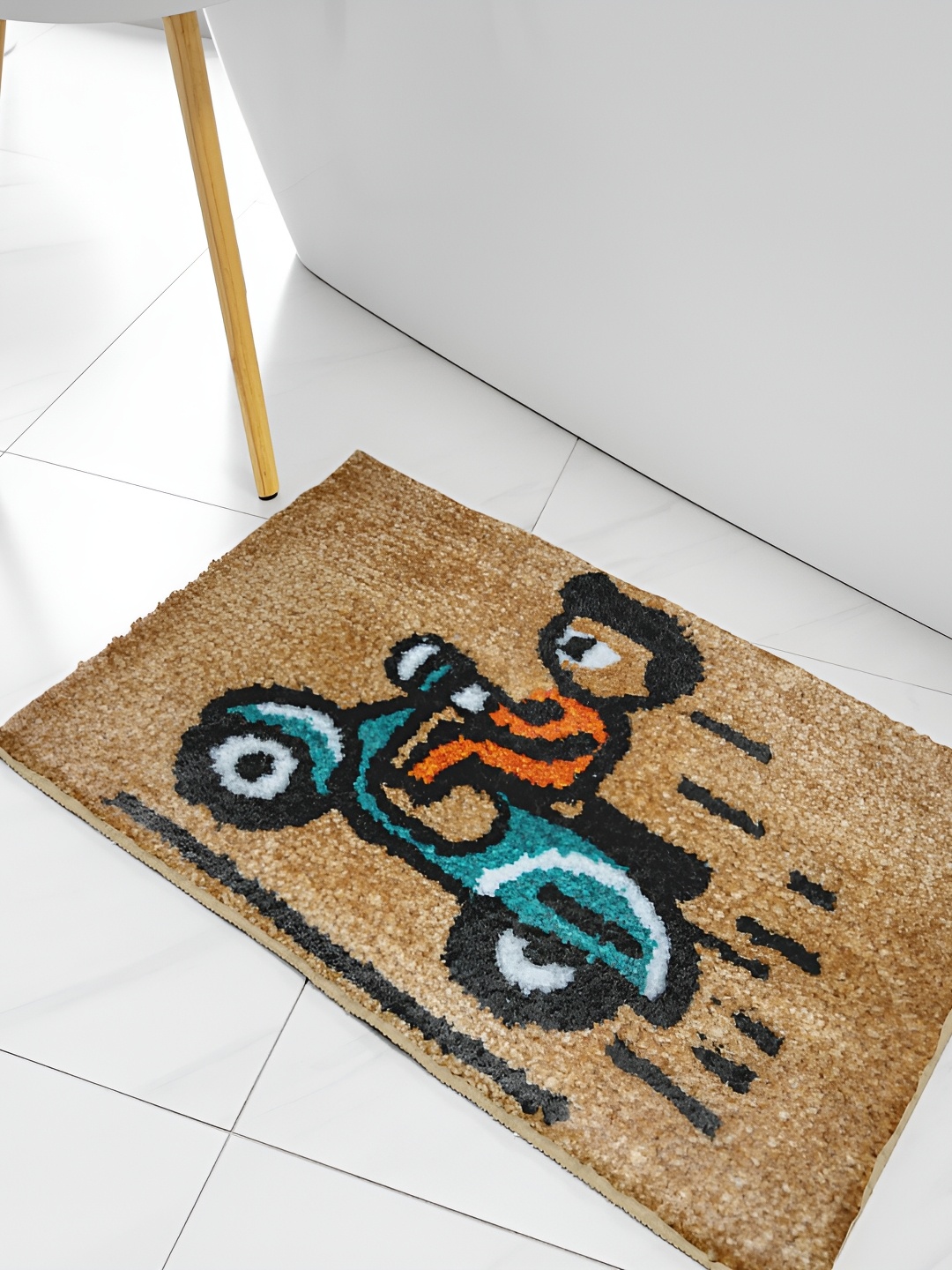 

Aura Brown & Blue Cartoon Designed Printed 2500 GSM Microfiber Anti-Skid Doormat