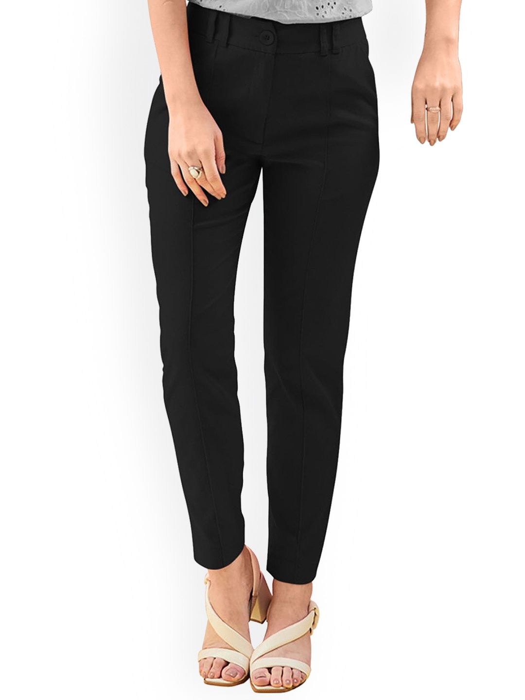 

ODETTE Women High-Rise Formal Trousers, Black