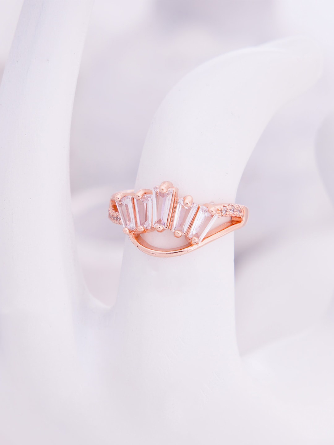 

SWASHAA Rose Gold-Plated Stone Studded Finger Ring