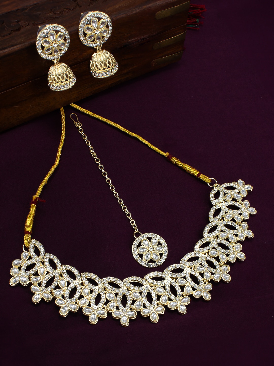 

PRIVIU CZ Studded Jewellery Set, Gold