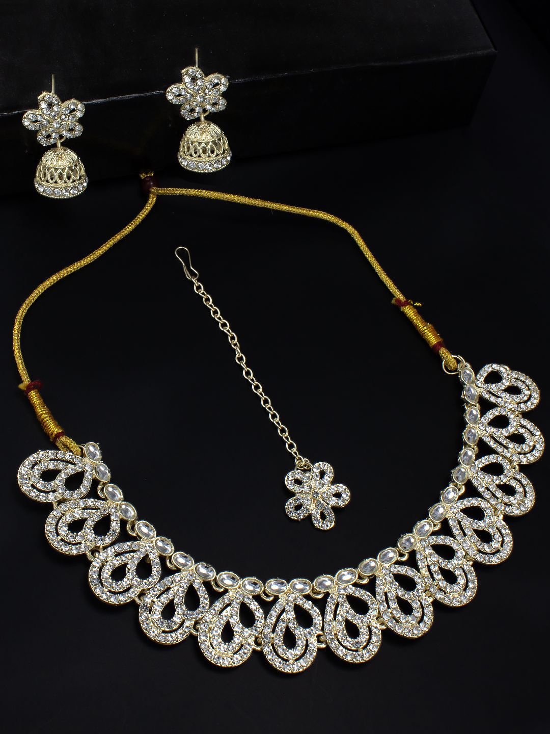 

PRIVIU Gold-Plated CZ Studded Jewellery Set