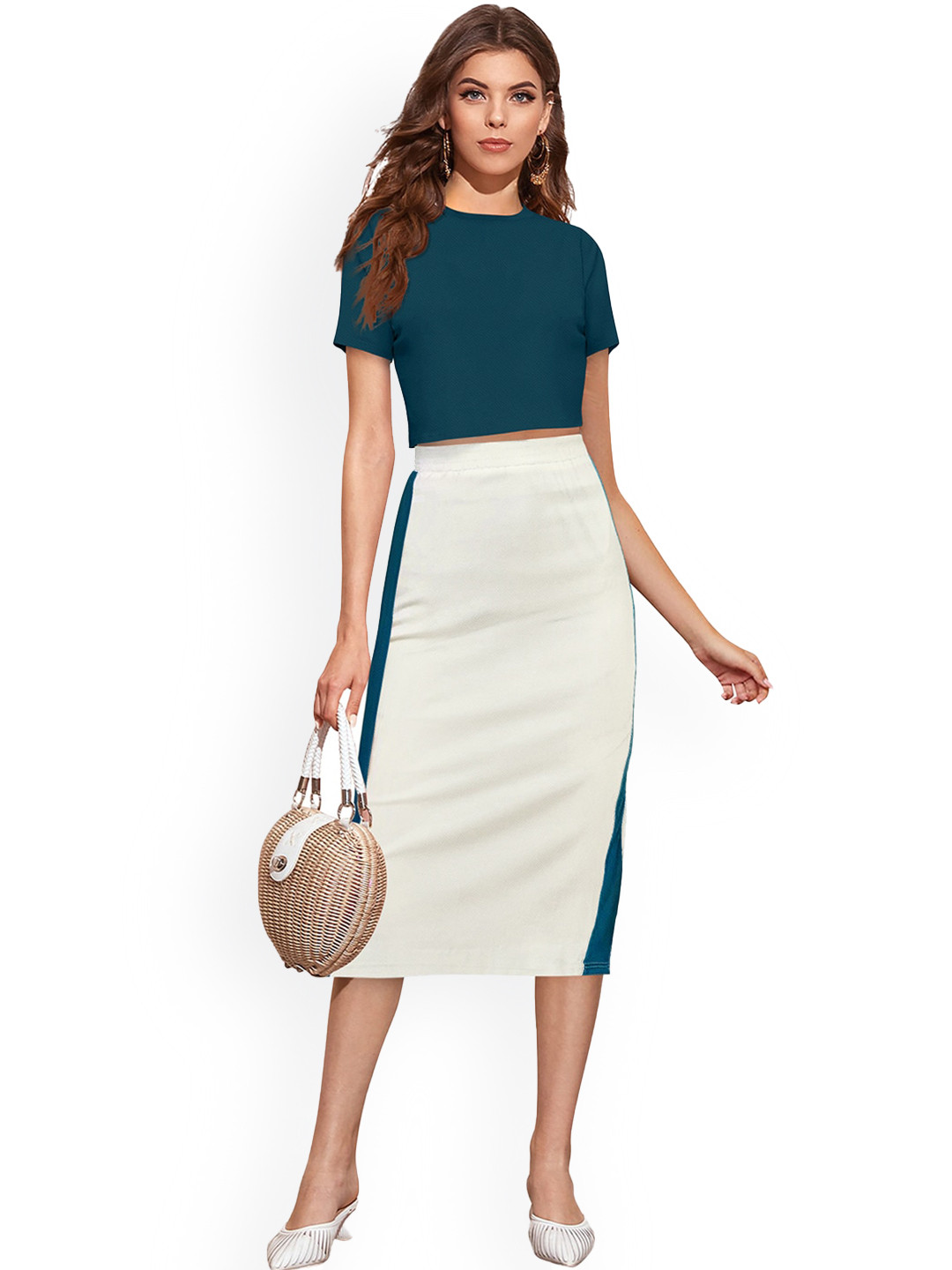 

BAESD Round Neck Top And Skirt, Teal