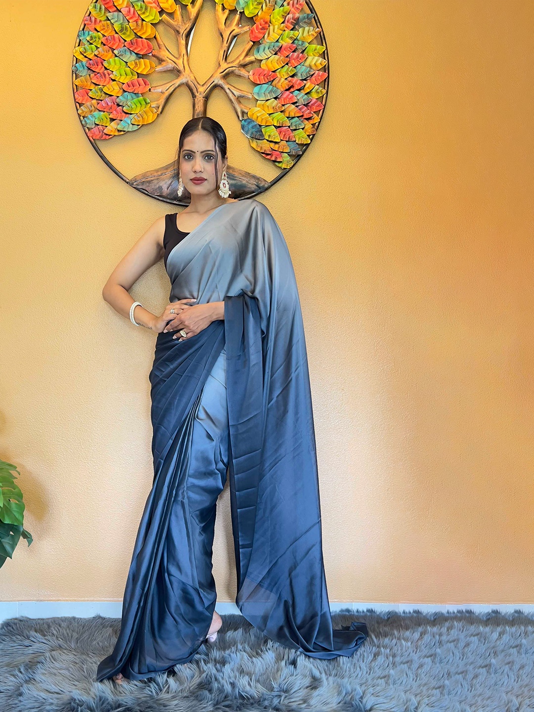 

Mitera Ombre Dyed Ready To Wear Saree, Blue