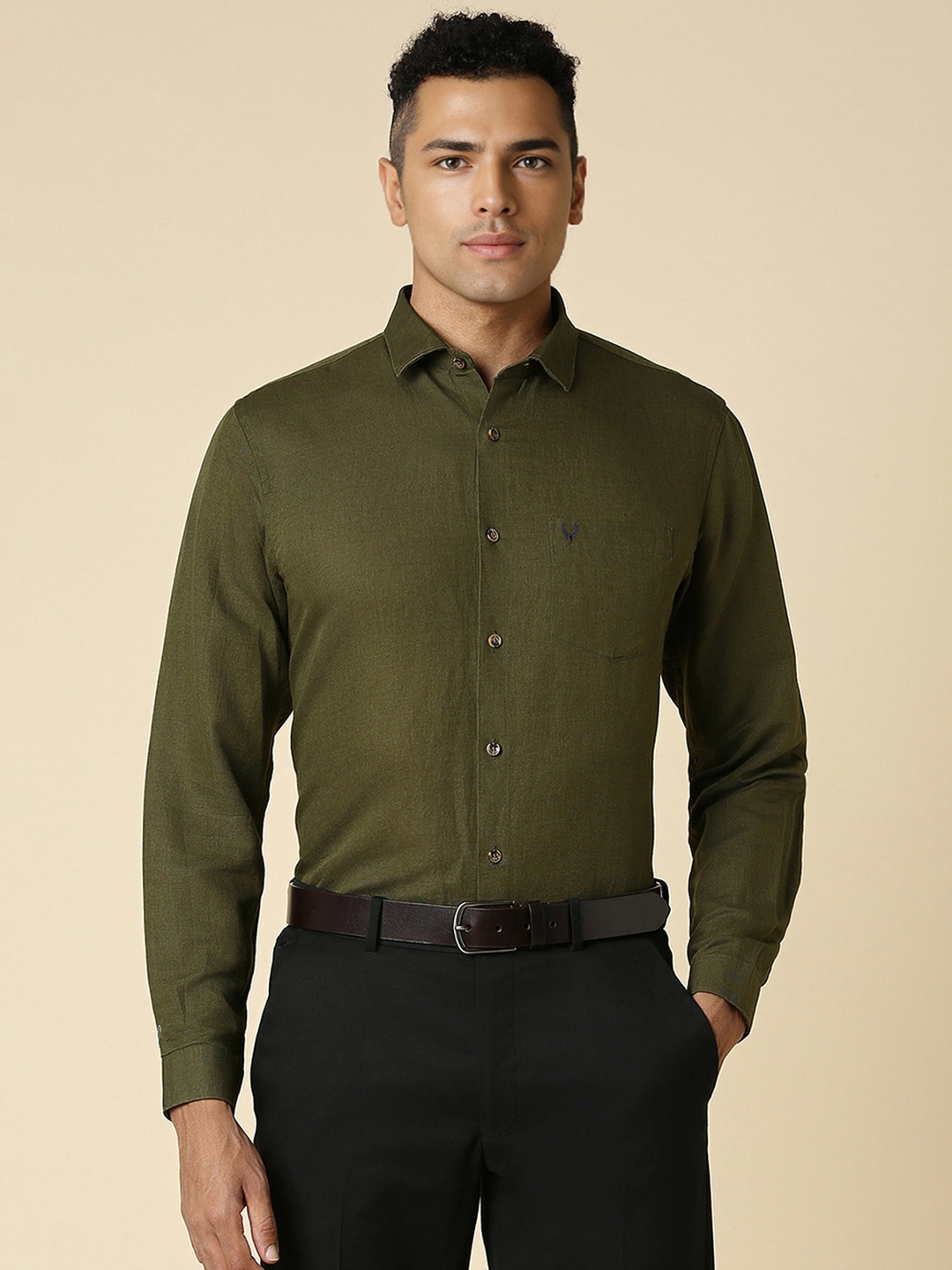 

Allen Solly Spread Collar Slim Fit Opaque Formal Shirt, Olive