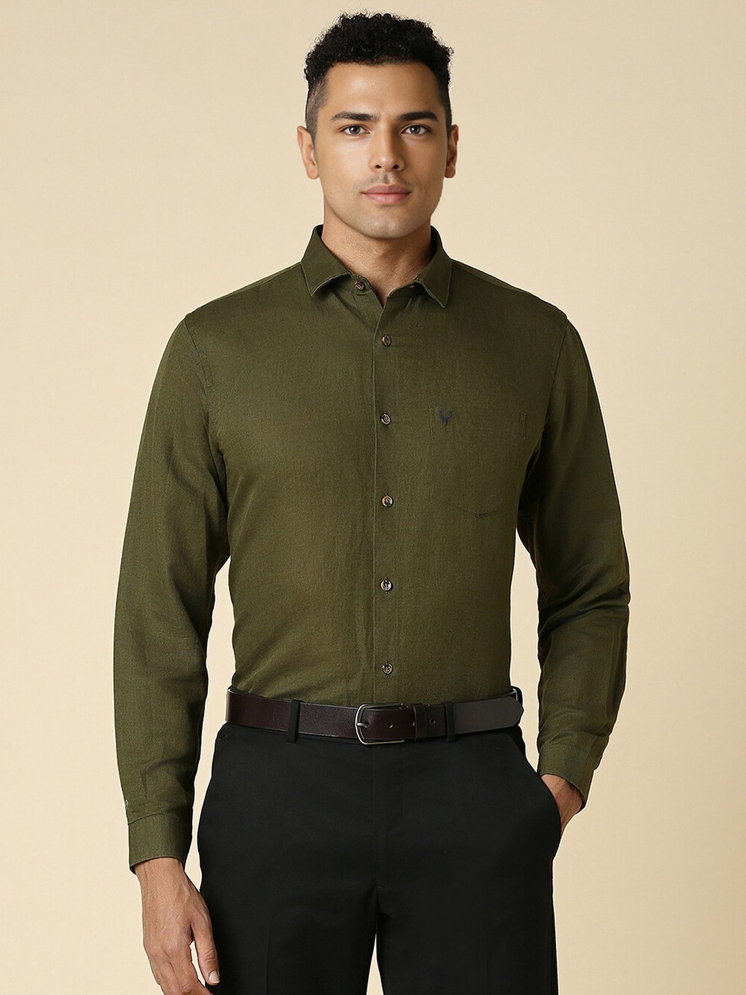 

Allen Solly Spread Collar Slim Fit Formal Shirt, Olive