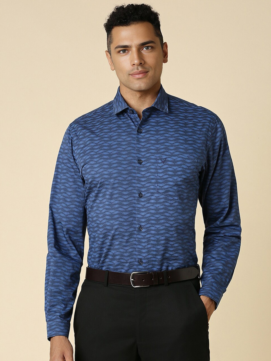

Allen Solly Slim Fit Printed Cotton Formal Shirt, Blue