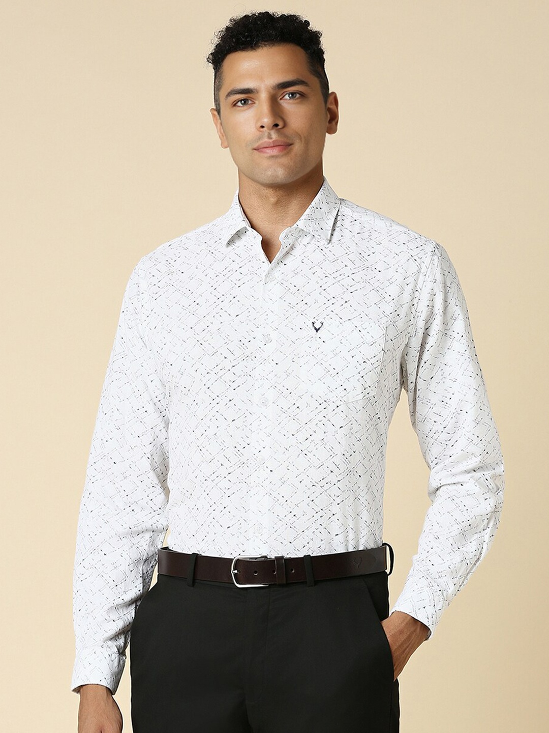 

Allen Solly Slim Fit Printed Cotton Formal Shirt, White