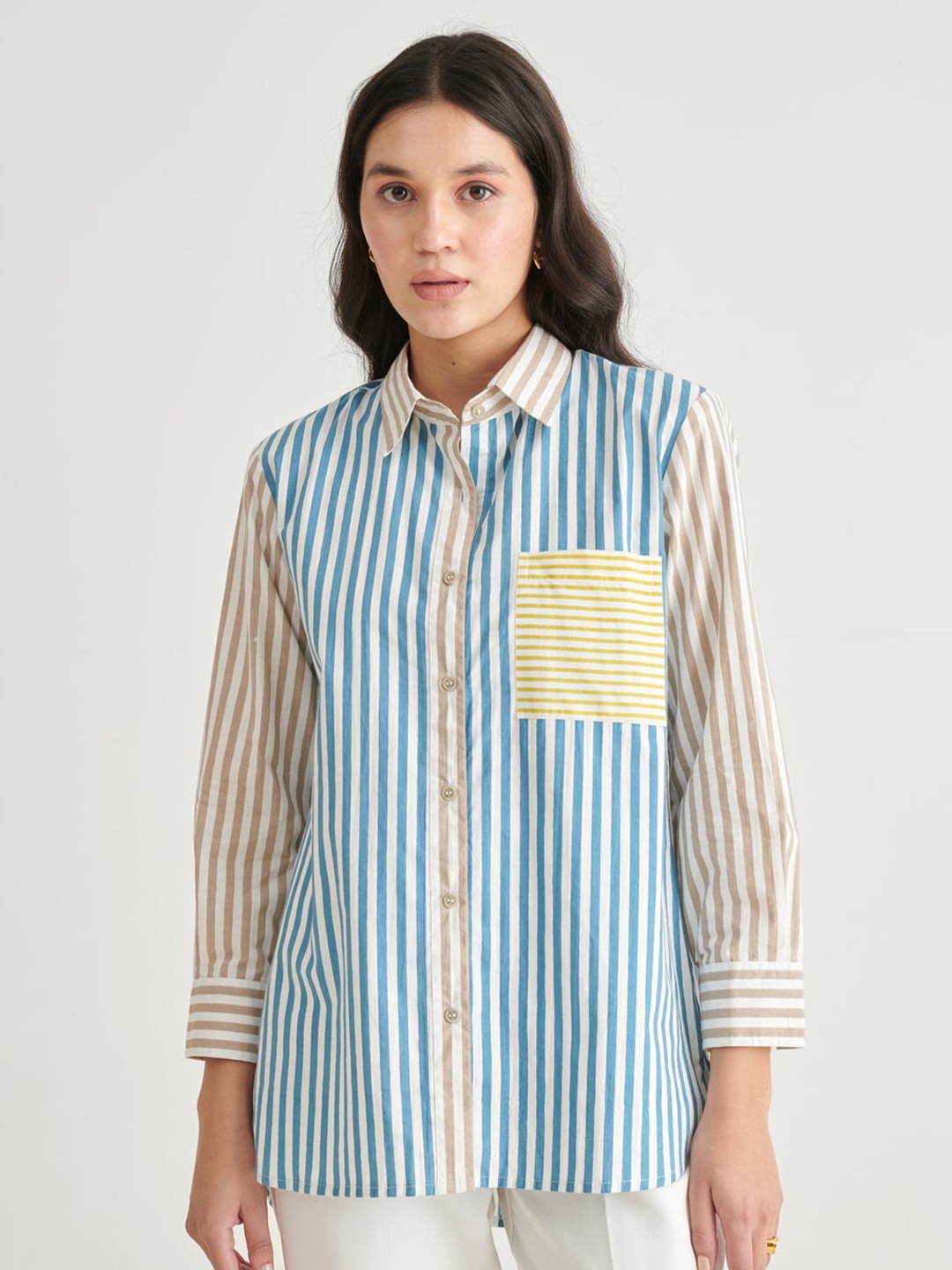 

Midsummer Vertical Striped Casual Shirt, Blue
