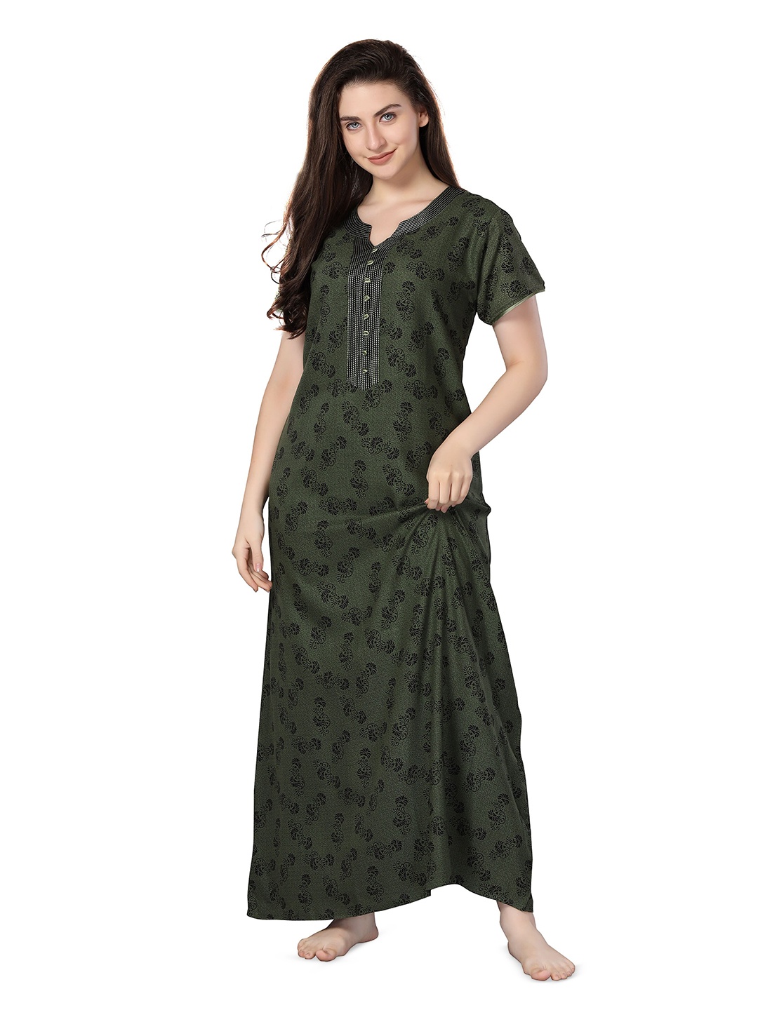 

Soulemo Floral Printed Maxi Nightdress, Green