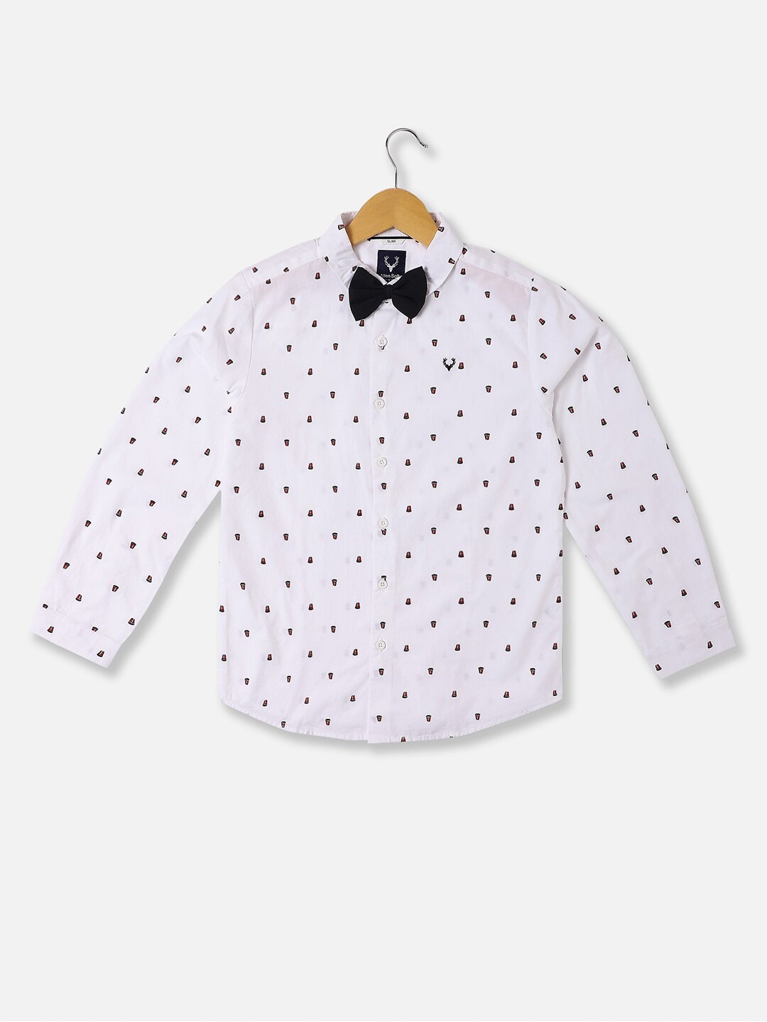 

Allen Solly Junior Boys Slim Fit Printed Cotton Party Shirt, White